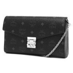 MCM Tracy Shoulder Clutch Crossbody Bag Visetos Monogram Black